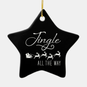 Jingle All The Way Santa's Sleigh Black Star Ceramic Tree Decoration