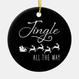 Jingle All The Way-Santa's Sleigh Christmas Black Ceramic Tree Decoration