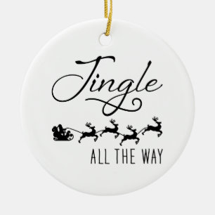 Jingle All The Way-Santa's Sleigh Christmas Round Ceramic Tree Decoration