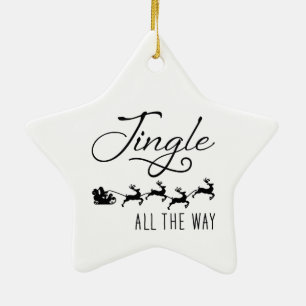Jingle All The Way Santa's Sleigh Christmas Star Ceramic Tree Decoration