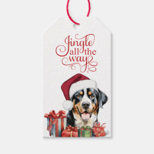 Jingle All the Way Swiss Mountain Dog Christmas Gift Tags