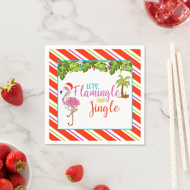 Jingle and Flamingle Christmas Party Napkins - WH (Insitu)