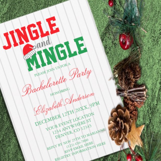 Jingle and Mingle Christmas Bachelorette Party Invitation (Creator Uploaded)