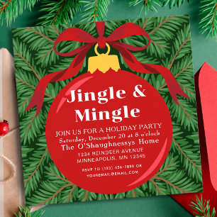 Jingle And Mingle Christmas Cocktail Party Invitation