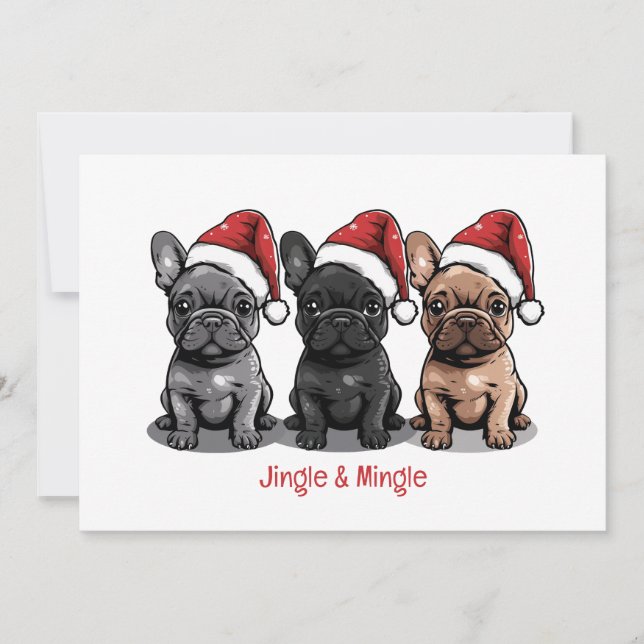 Jingle And Mingle Christmas French Bulldog Invitation (Front)