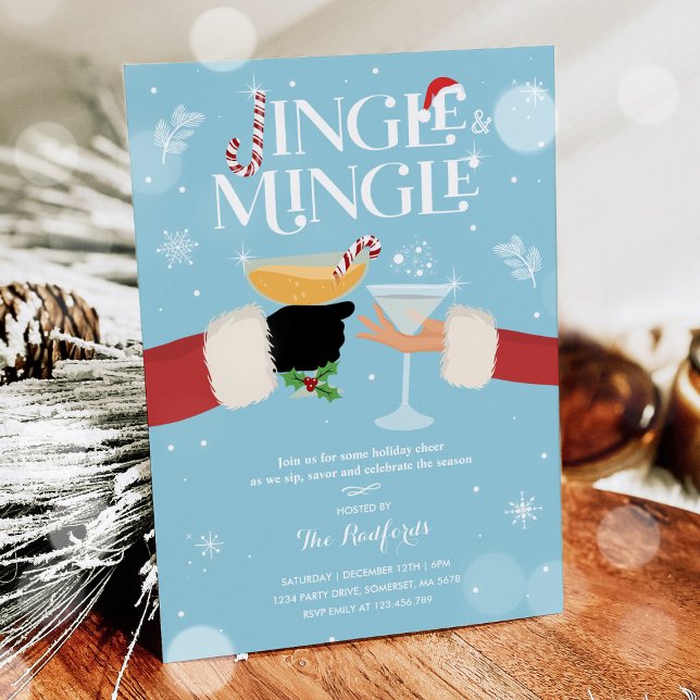 Jingle And Mingle Christmas Holiday Cocktail Party Invitation (Creator Uploaded)