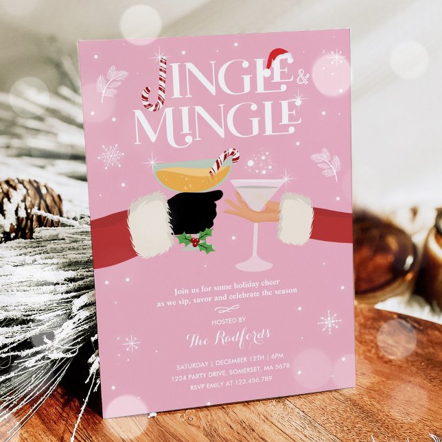 Jingle And Mingle Christmas Holiday Cocktail Party Invitation (Creator Uploaded)