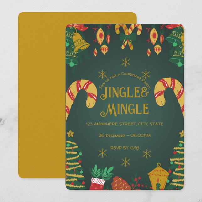 Jingle and Mingle Christmas invitation  (Front/Back)
