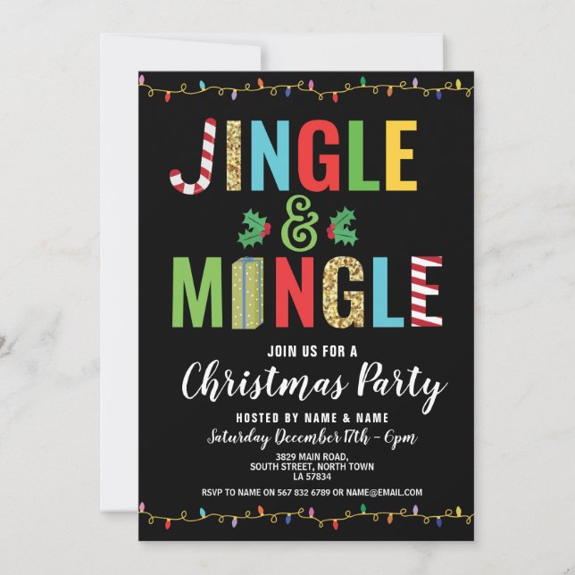 Jingle and Mingle Christmas Party Holidays Invite (Front)