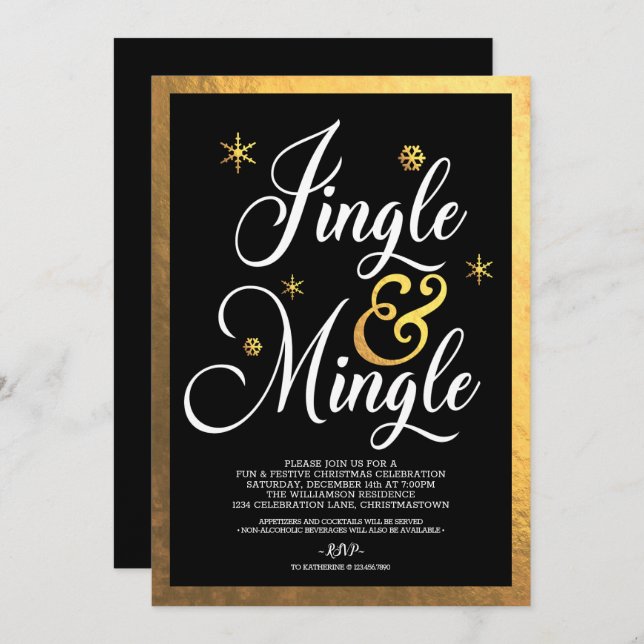 Jingle and Mingle Christmas Party Invitation (Front/Back)