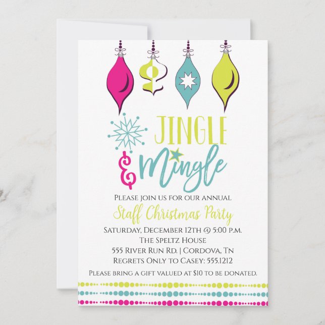 Jingle and Mingle Christmas Party Invitation (Front)