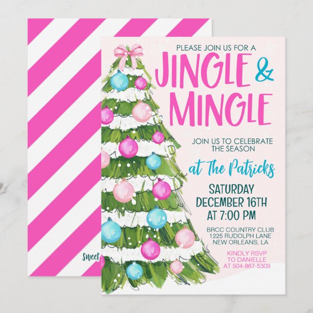 Jingle and Mingle Christmas Party Invitation (Front/Back)