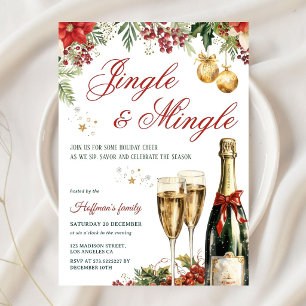 Jingle And Mingle Cocktail Party Modern Christmas Invitation
