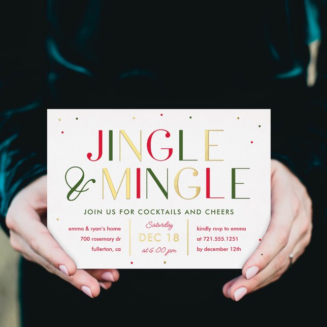 Jingle and Mingle Foil Christmas Party Invitation (Creator Uploaded)