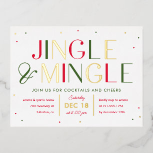 Jingle and Mingle Foil Christmas Party Postcard