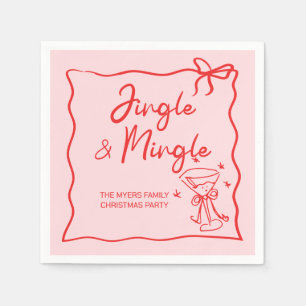 Jingle and Mingle Hand drawn Christmas Party Napkin