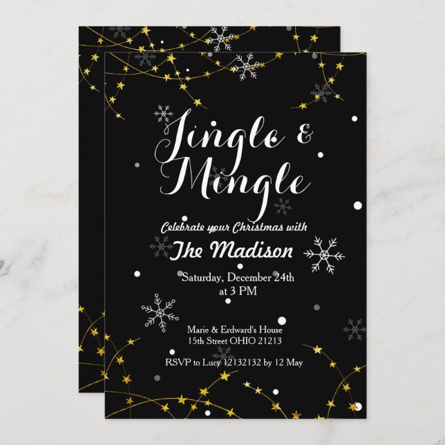 Jingle and Mingle Holiday Christmas Invitation (Front/Back)