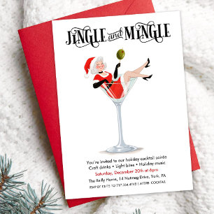 Jingle and Mingle Holiday Cocktail Martini Invitation