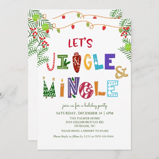 Jingle and Mingle Holiday Invitation (Front/Back)