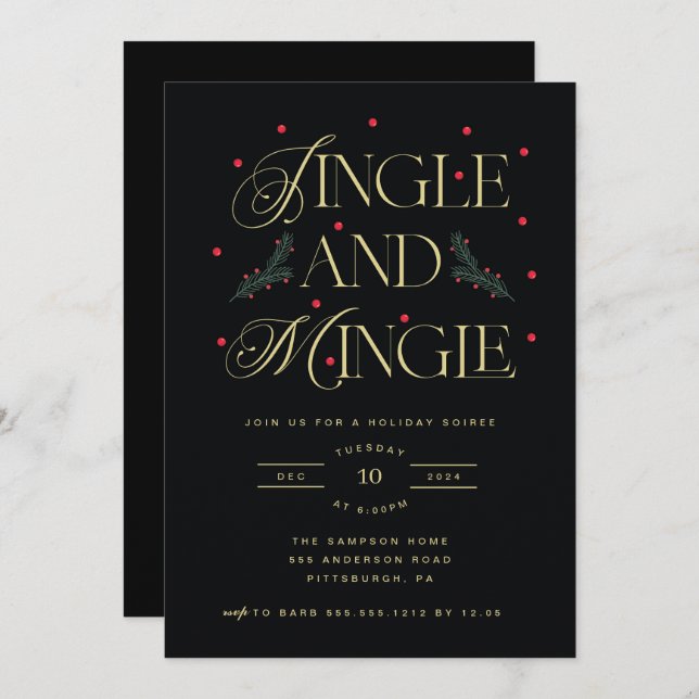 Jingle and Mingle Holiday Party Invitation (Front/Back)