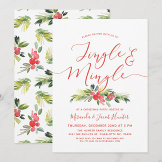 Jingle and Mingle Merry Mistletoe Christmas Party Invitation