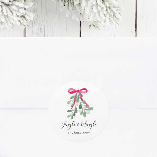 Jingle And Mingle Mistletoe Christmas Classic Round Sticker (Creator Uploaded)