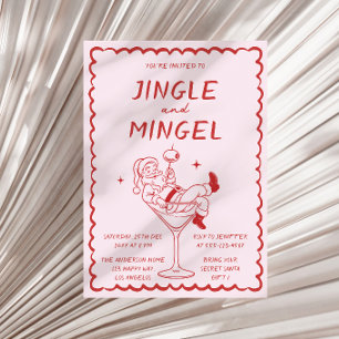 Jingle and Mingle Retro Christmas Cocktail Party Invitation
