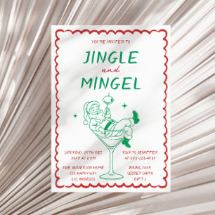 Jingle and Mingle Retro Christmas Cocktail Party   Invitation