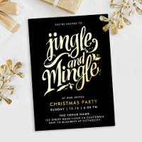 Jingle And Mingle Stylish Black Gold Calligraphy
