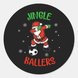 Jingle Ballers Christmas Soccer Santa Football Classic Round Sticker