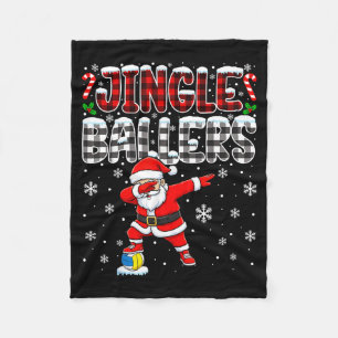 Jingle Ballers Plaid Santa Dabbing Volleyball Chri Fleece Blanket