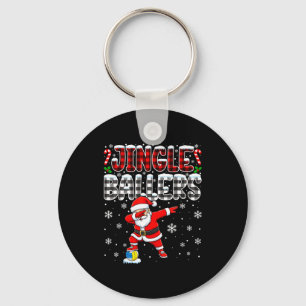 Jingle Ballers Plaid Santa Dabbing Volleyball Chri Key Ring