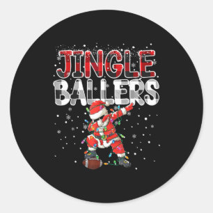 Jingle Ballers Santa Football Christmas Soccer Pla Classic Round Sticker