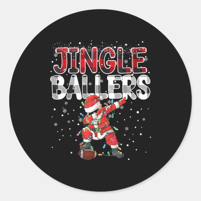 Jingle Ballers Santa Football Christmas Soccer Pla Classic Round Sticker (Front)