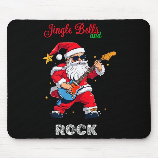 Jingle Bell And Rock Christmas Santa Rolling Playi Mouse Pad (Front)