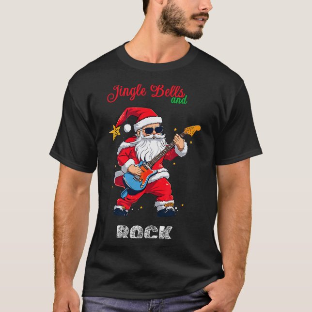Jingle Bell And Rock Christmas Santa Rolling Playi T-Shirt (Front)