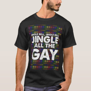 Jingle Bell Christmas Funny Gay LGBTQ Pride XMas P T-Shirt