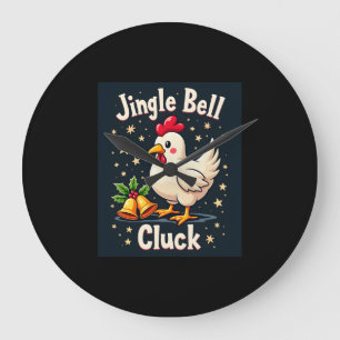 Jingle Bell Cluck Chicken Large Clock