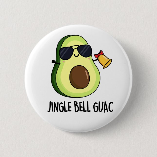 Jingle Bell Guac Funny Avocado Christmas Pun 6 Cm Round Badge (Front)