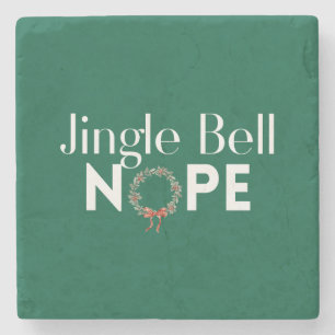 Jingle Bell Nope Christmas Stone Coaster