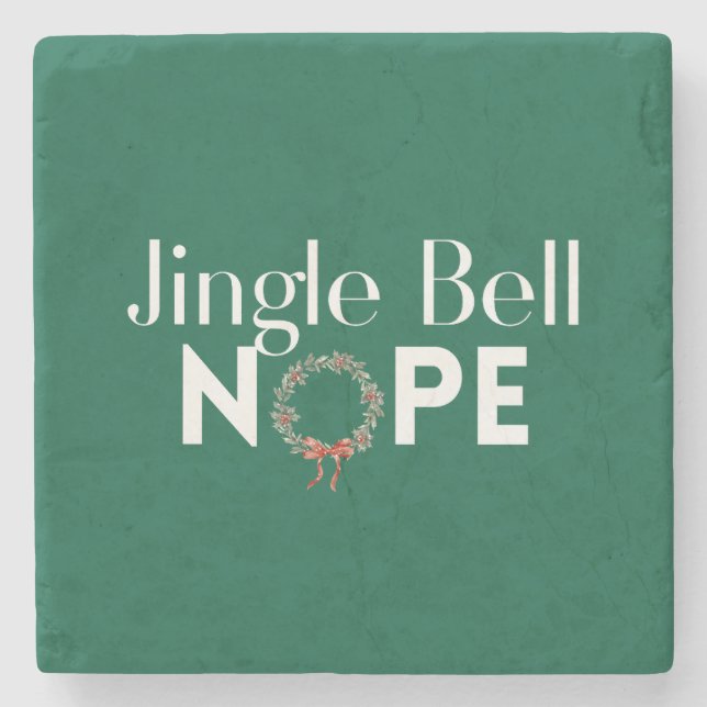 Jingle Bell Nope Christmas Stone Coaster (Front)