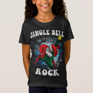 Jingle Bell Rock Santa Playing Guitar Christmas Fu T-Shirt