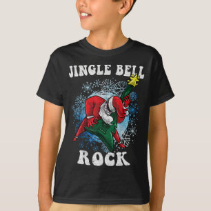 Jingle Bell Rock Santa Playing Guitar Christmas Fu T-Shirt