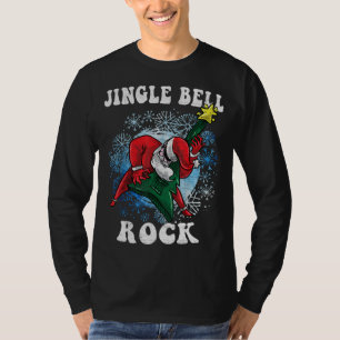 Jingle Bell Rock Santa Playing Guitar Christmas Fu T-Shirt