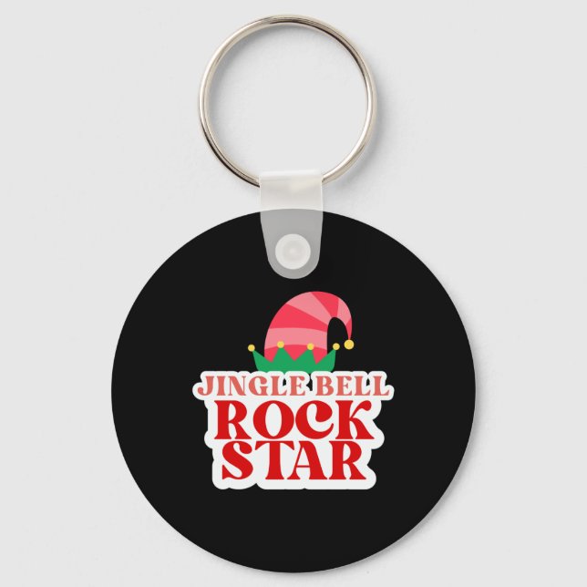 Jingle Bell Rock Star Christmas Girls Jersey T Shi Key Ring (Front)