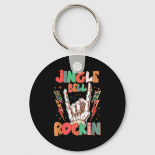 Jingle Bell Rockin Groovy Retro Christmas Xmas Ske Key Ring