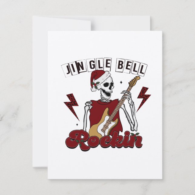 Jingle Bell Rockin' On Skeleton Guitar Player Card (Front)