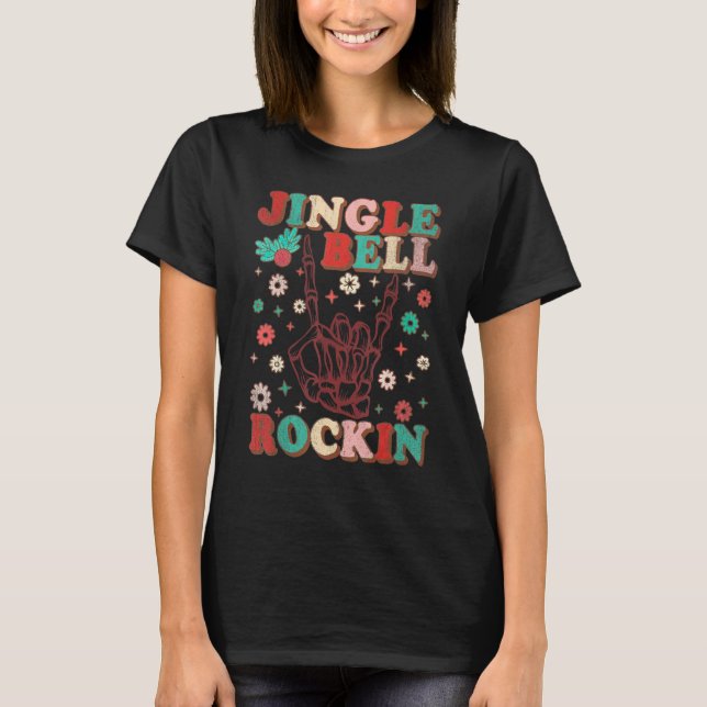 Jingle Bell Rockin Retro Christmas Morning Christm T-Shirt (Front)