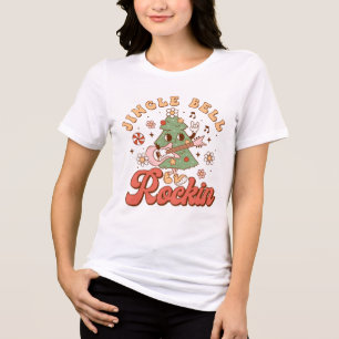 Jingle Bell Rockin Retro Musical Christmas Tree Tri-Blend Shirt