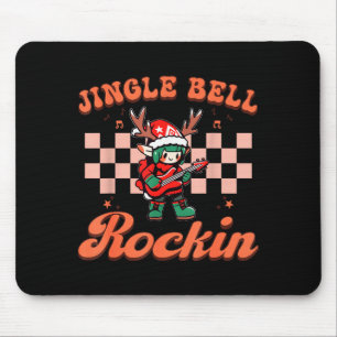 Jingle Bell Rocking Christmas Elf Rock N Roll Guit Mouse Pad